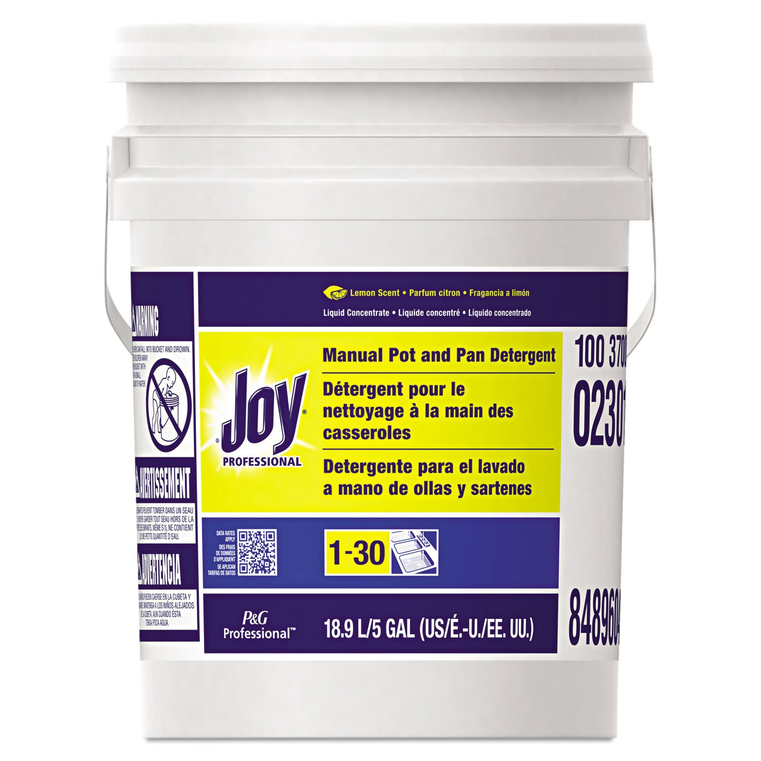 Joy 02301 Lemon Scent Dishwashing Liquid - 5 Gallon Pail for Commercial Kitchens, Restaurants & High-Volume Cleaning | Powerful Degreaser & Stain Remover
