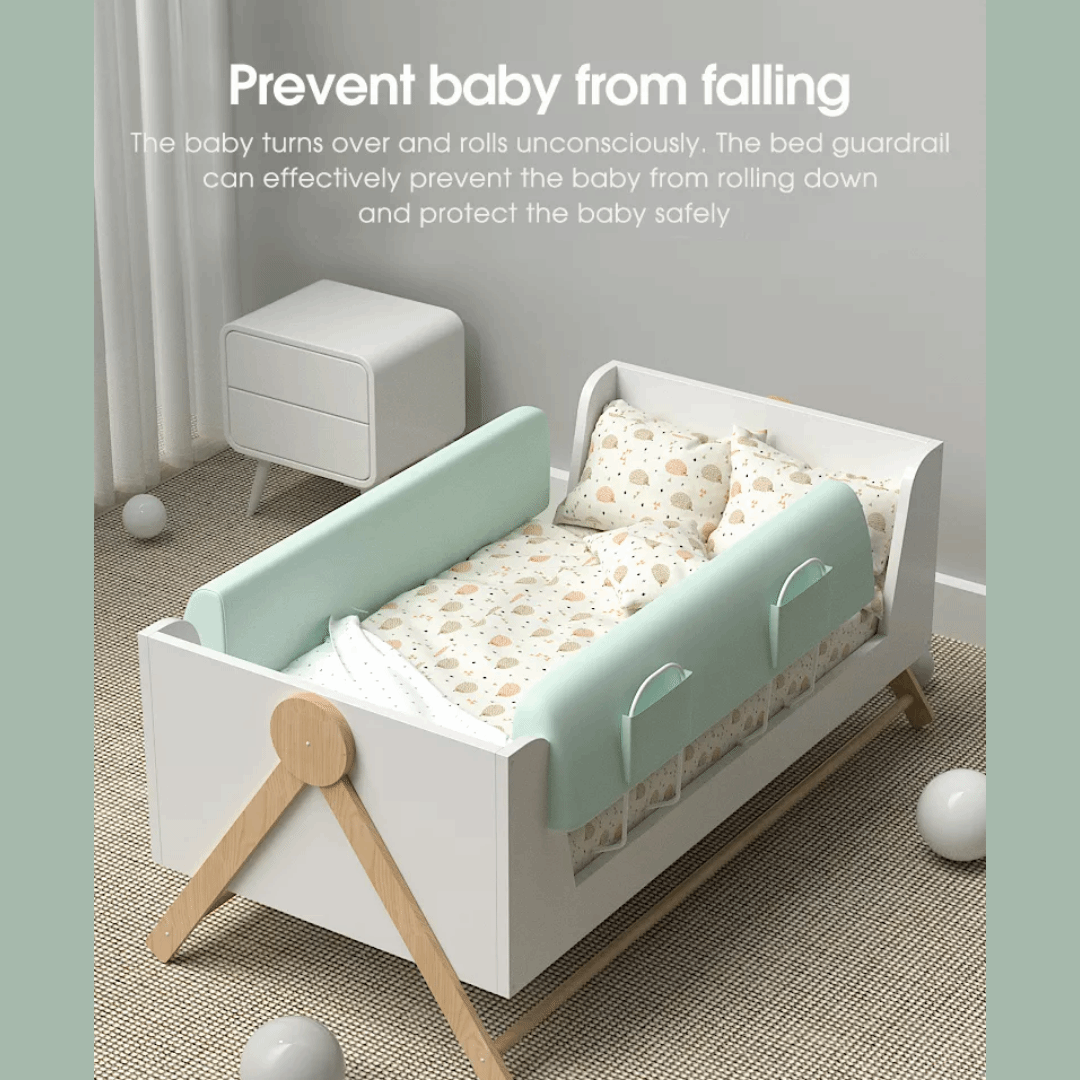 Soft Padded Baby Bed Fence Guardrail - Safe Crib Rail Cover for Toddlers & Kids | Perfect for Nursery, Daycare & Co-Sleeping Safety