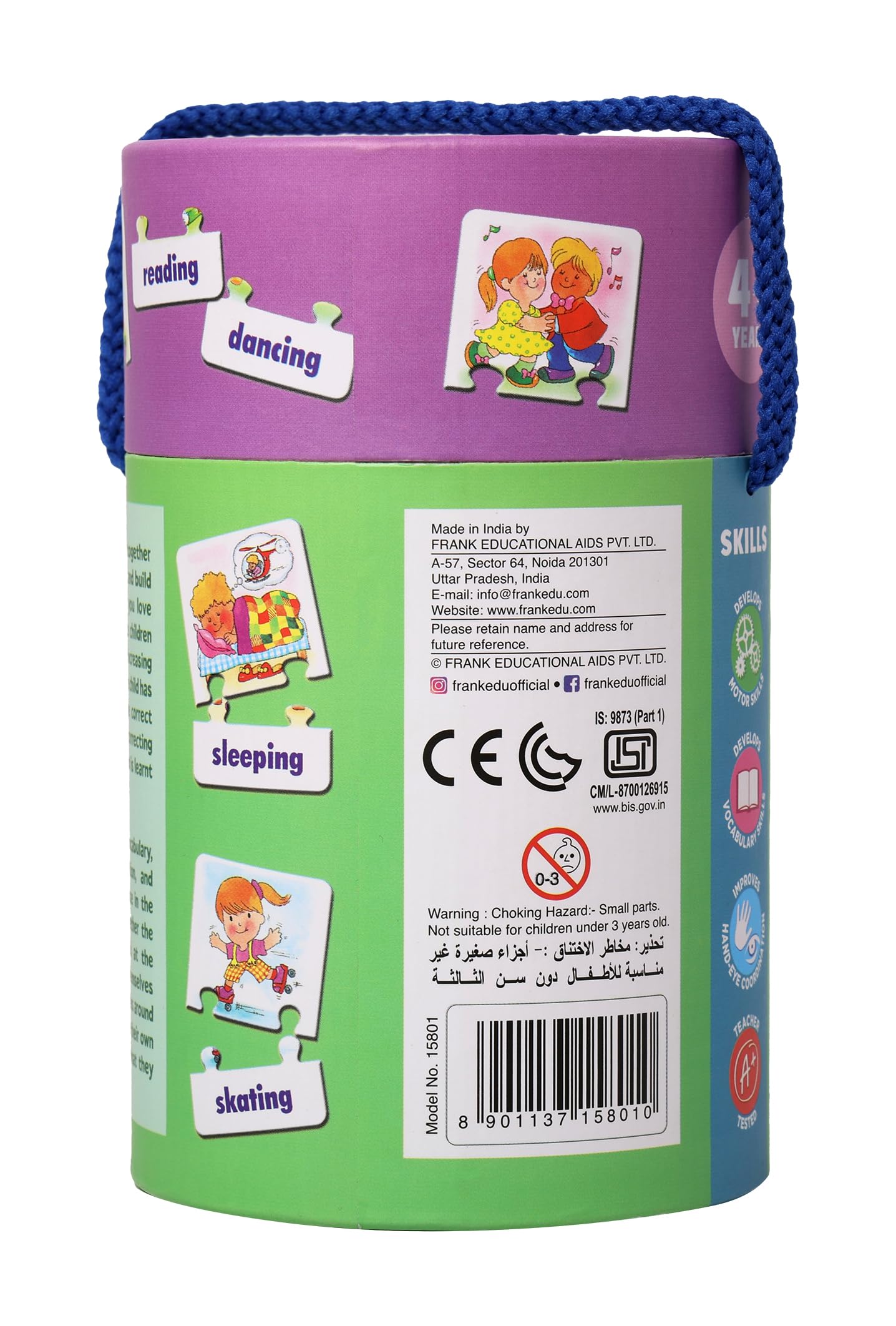 Frank What I Love Doing - 20-Piece Cylindrical Jigsaw Puzzles for Kids Ages 4-7 | Self-Correcting Educational Brain Booster Toy for Focus & Memory | STEM Learning Gift for Boys & Girls | Perfect for Classroom, Birthday & Family Game Night