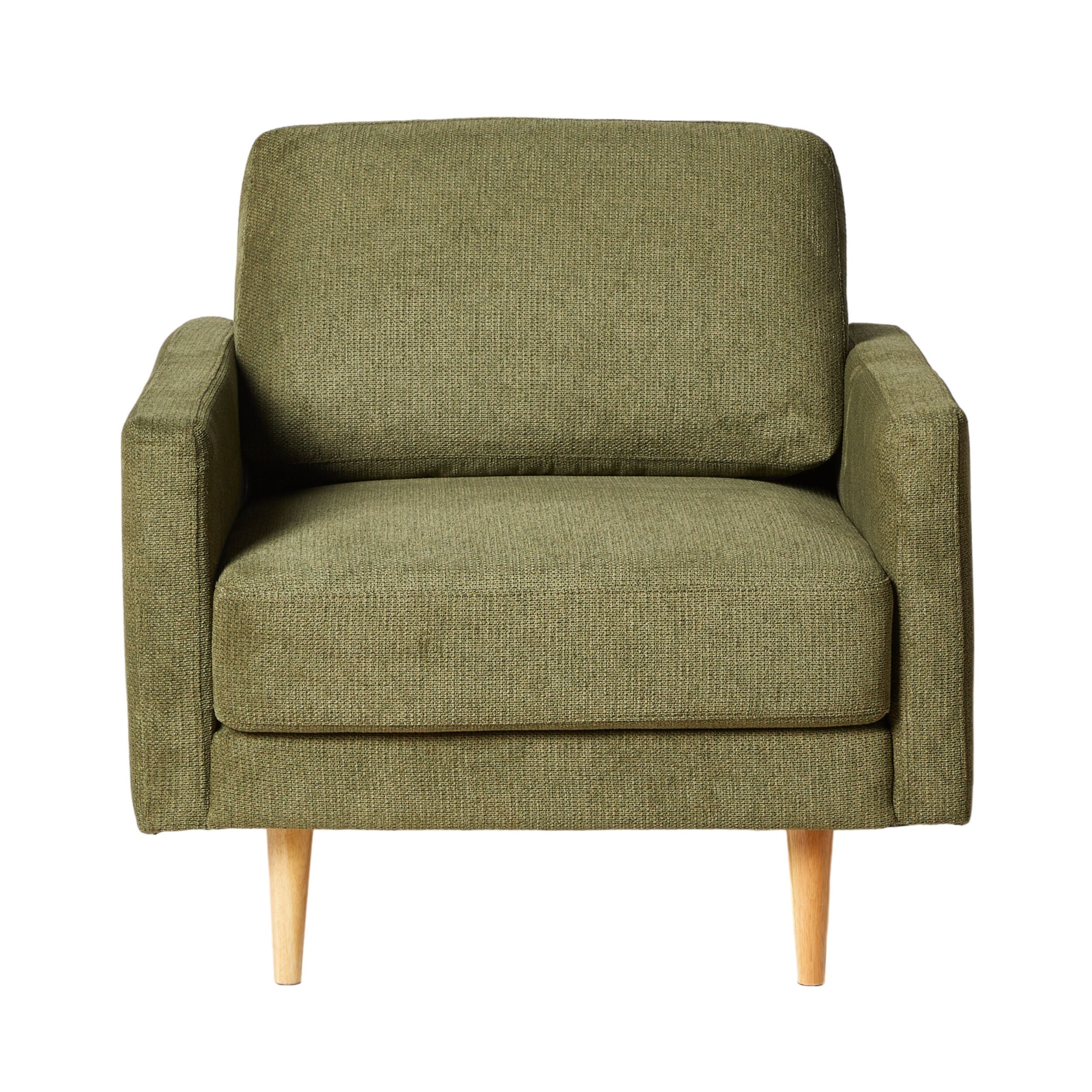Boden Armchair Sorrento Olive - Modern Upholstered Accent Chair for Living Room, Bedroom, or Office - Comfortable Lounge Seating with Olive Green Fabric