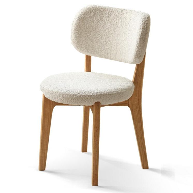 17.3x20.1x29.9 inches / 44x51x76 cm / Natural wood color / soft-covered makeup chair imitation lambskin cloud cotton white
