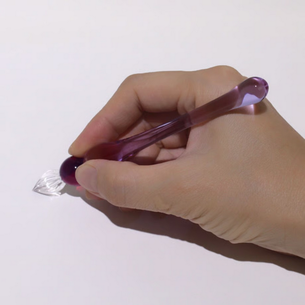 Japanese Glass Dip Pen - Short Purple Calligraphy Pen for Writers, Artists & Lettering - Perfect for Ink Drawing, Handwriting Practice & Unique Gifts