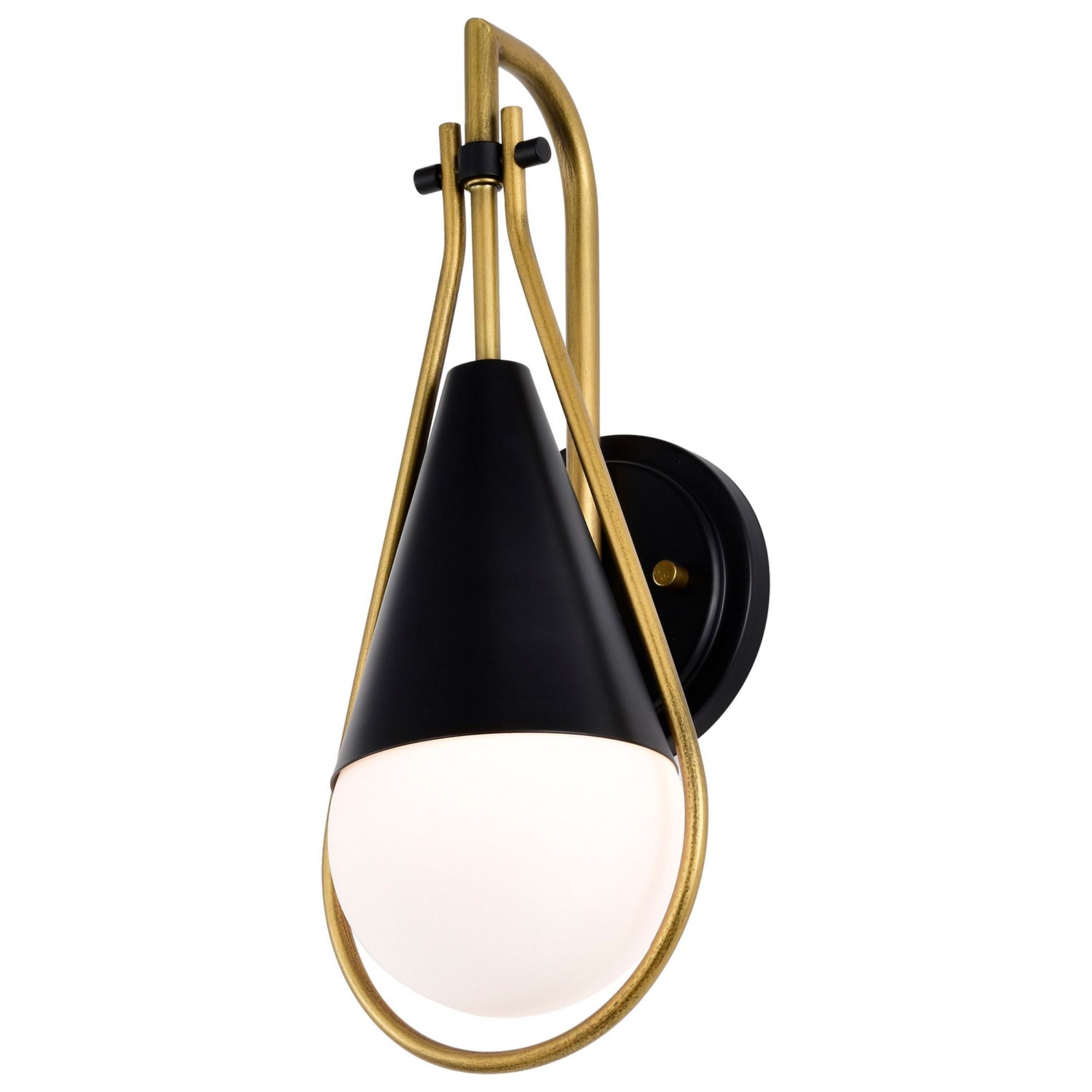 Admiral 15 Inch Wall Sconce Light Fixture - Matte Black & Natural Brass Finish - Perfect for Bedroom, Living Room, and Hallway Lighting