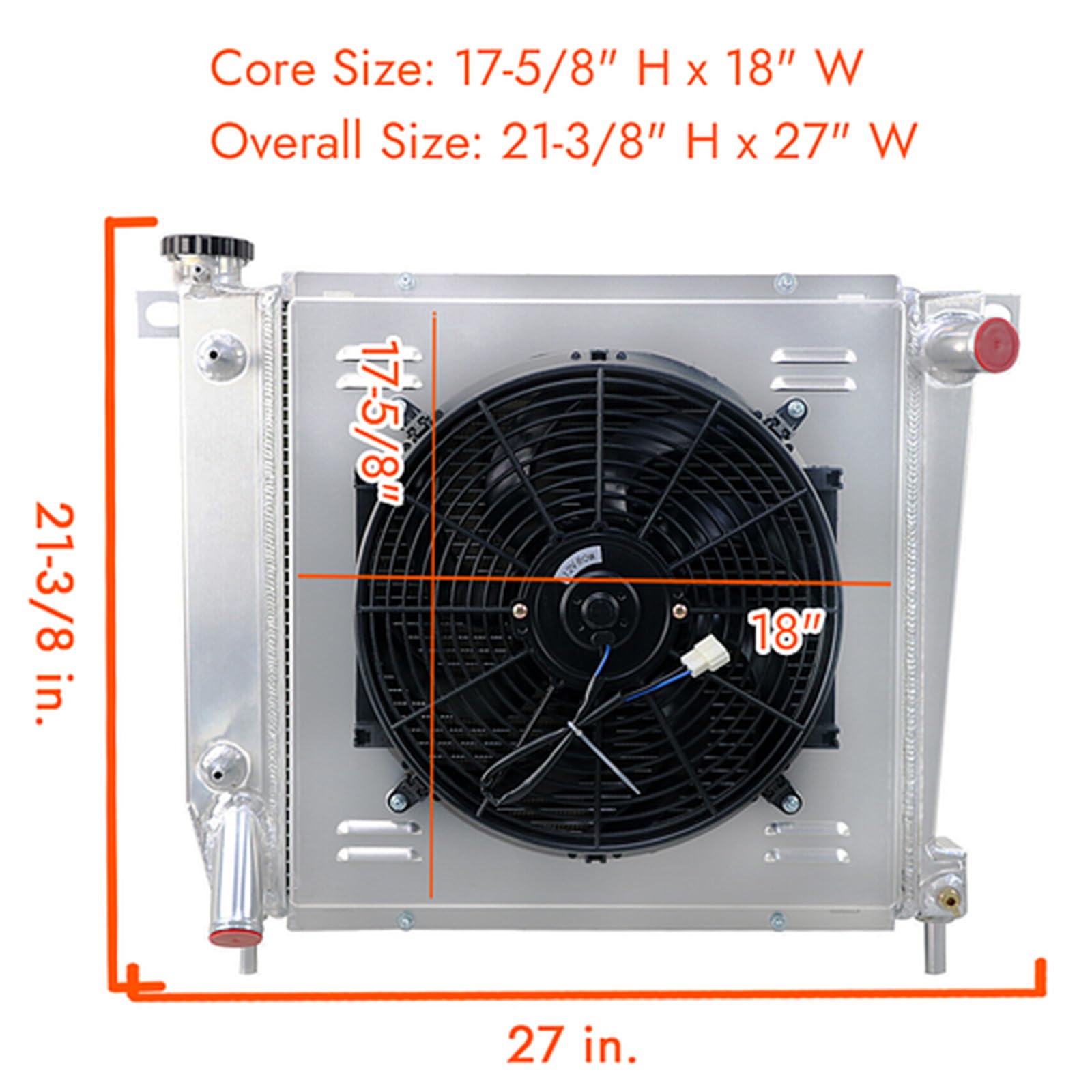 High-Performance 3-Row Aluminum Radiator for 1985-1994 Ford Explorer/Ranger/Bronco II V6 - Direct Fit Replacement with Cooling Fan Shroud & Relay Kit - Perfect for Off-Roading, Towing & Hot Weather Driving