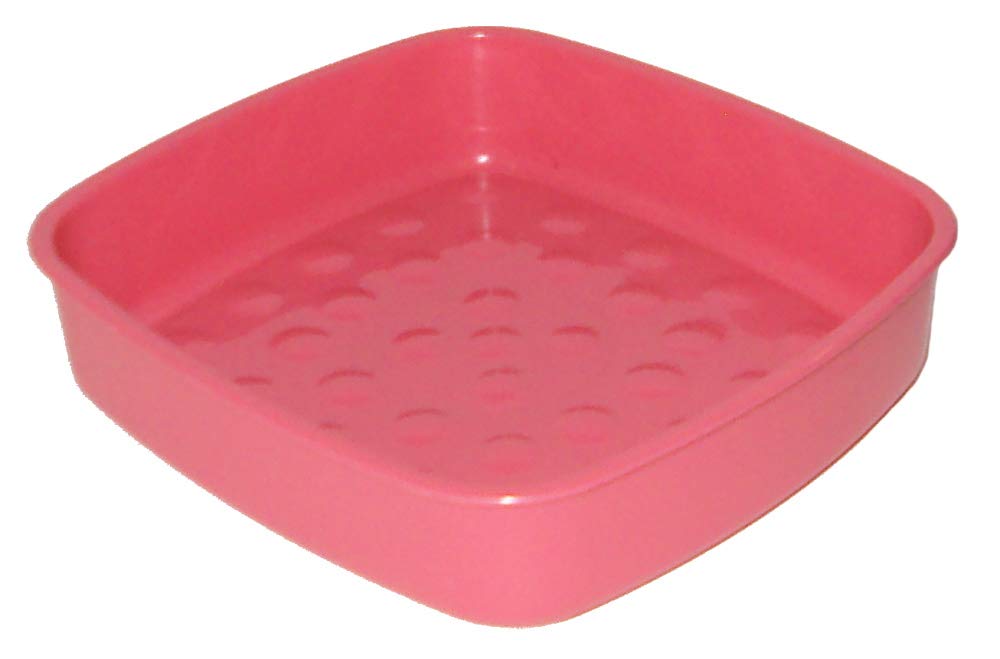 Bubblegum Pink Tupperware Soap Dish and Scouring Pad Holder - Durable Kitchen Organizer for Sink, Bathroom, and Countertop Storage