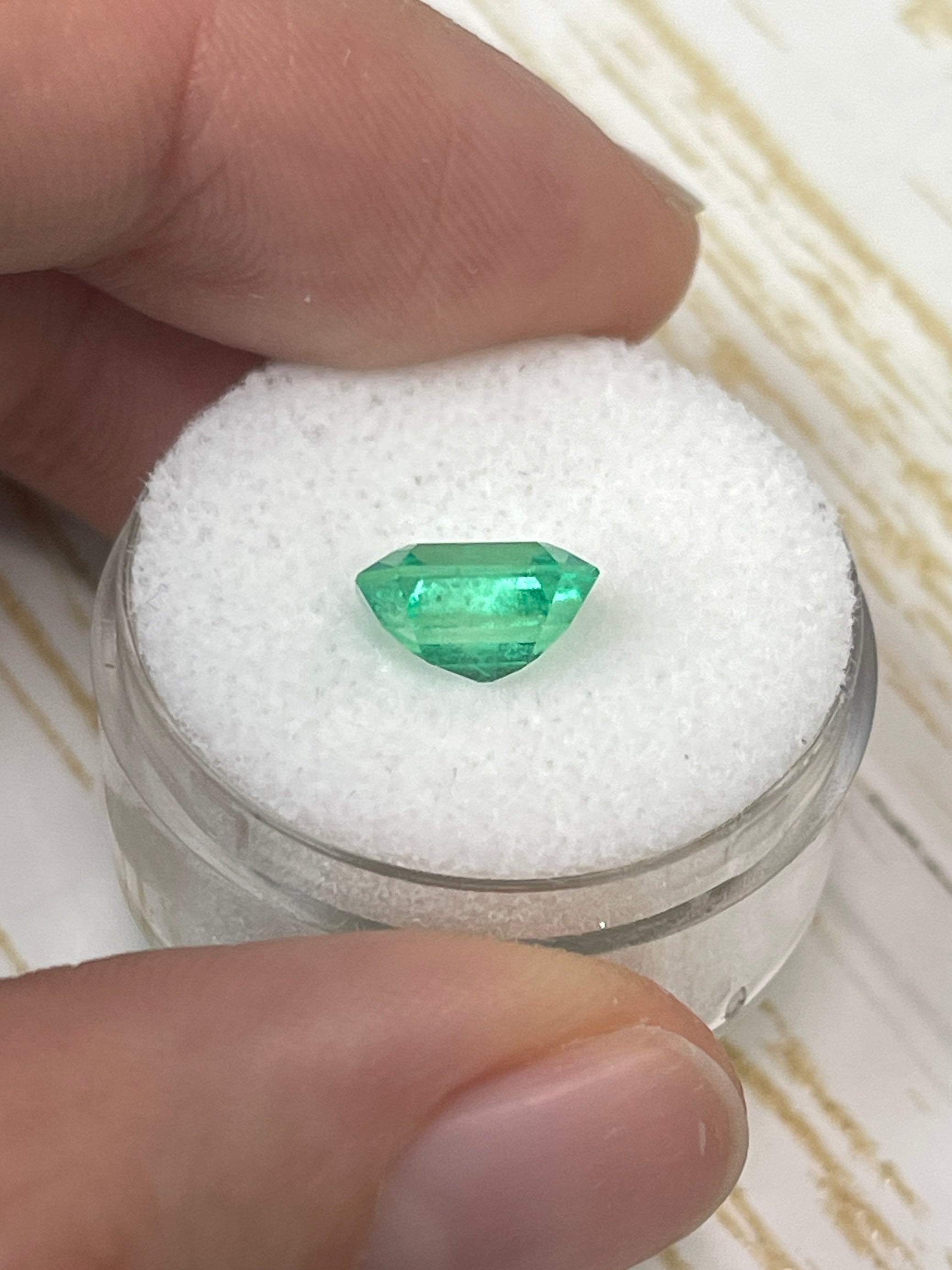 2.14 Carat 9x7mm Muzo Yellowish Green Natural Loose Colombian Emerald - Emerald Cut Gemstone for Jewelry Making, Engagement Rings & Collector's Items