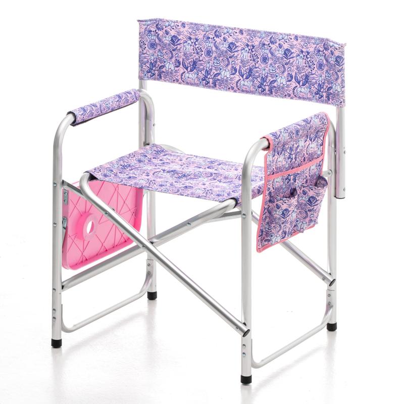 Tauro Pro Line Folding Chair with Table - Lightweight Aluminum Frame, Unique Pink Design for Outdoor, Camping, Picnics & Events