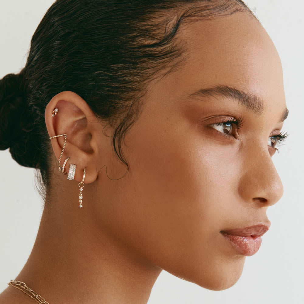10k Gold Diamond Pave Huggie Hoop Earrings for Women - Perfect for Everyday Wear, Parties & Special Occasions
