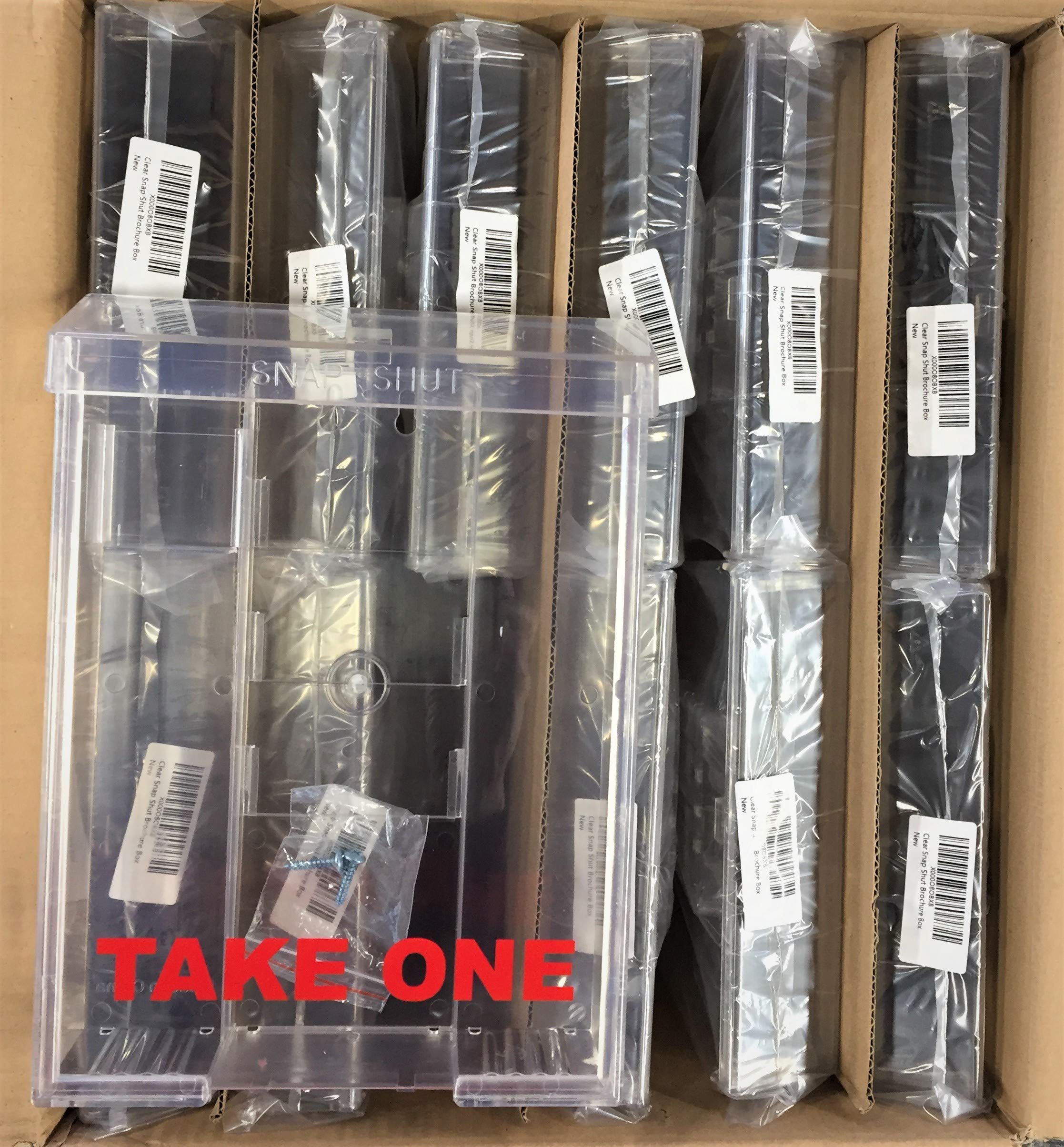 12 Pack Clear Snap Shut Brochure Holders - Durable Plastic Flyer Display Box for Retail Stores, Restaurants & Events (White, Outdoor Use) - Bulk Wholesale Savings for Business & Office Organization