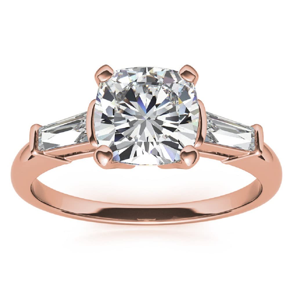 10K Solid Rose Gold Handmade Engagement Ring - 3 CT Cushion Cut Moissanite Diamond Solitaire Wedding Ring for Women, Anniversary Gift, Bridal Jewelry (Perfect for Proposals, Weddings & Special Occasions)