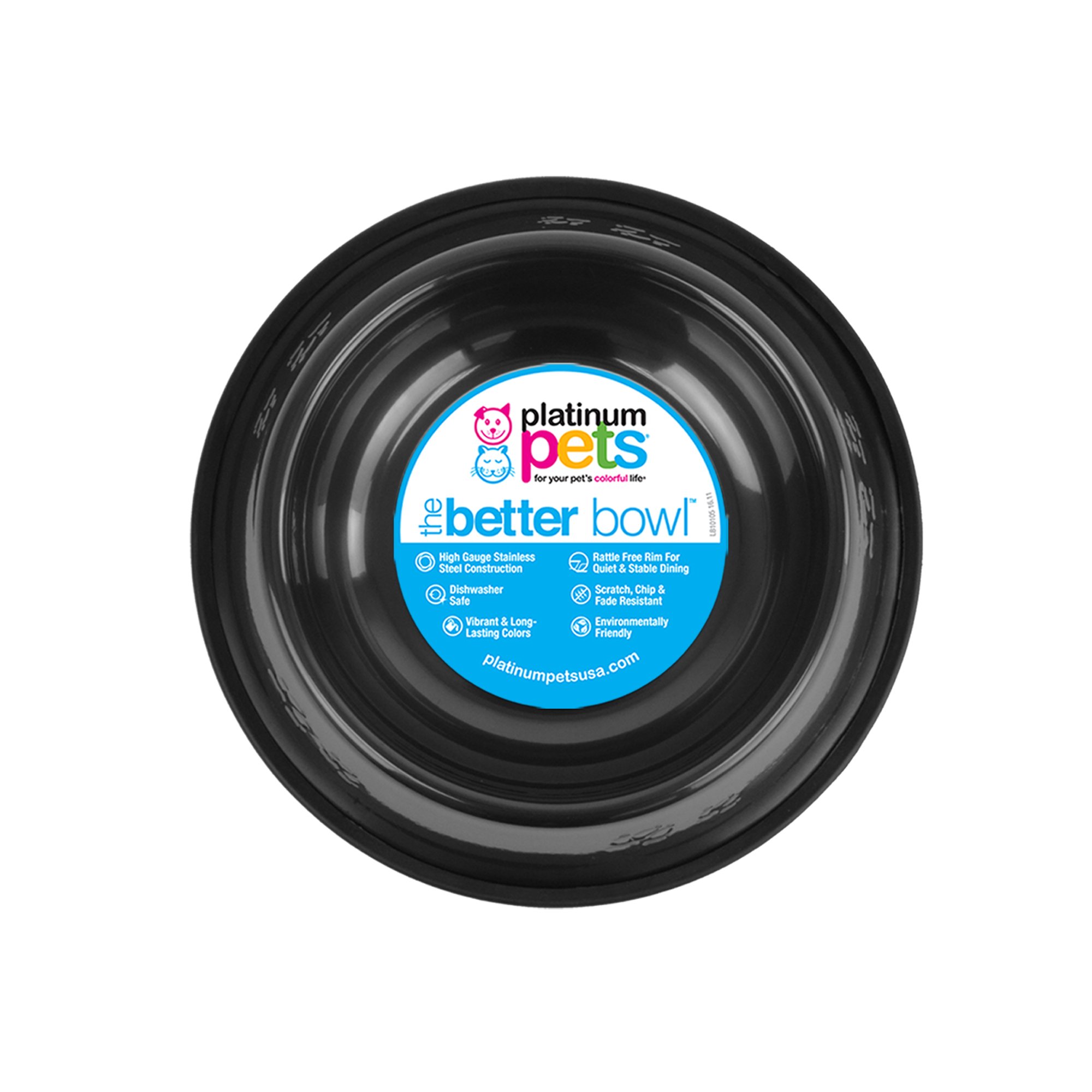 Premium Stainless Steel Non-Slip Pet Bowl for Cats & Dogs - Large Black Chrome Embossed Design - Perfect for Mealtime, Travel & Outdoor Feeding