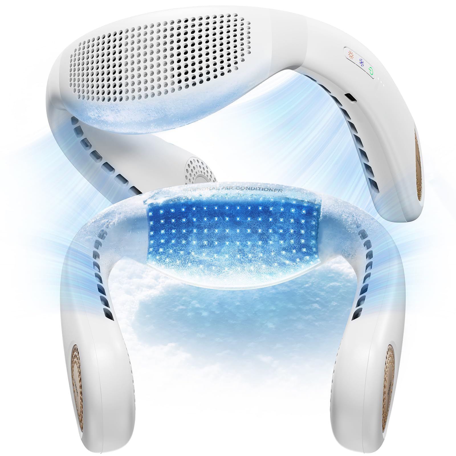 TORRAS COOLiFY Air 2024 Upgraded Neck Air Conditioner - Ultra Lightweight Portable Rechargeable Personal Cooling Fan with 3 Modes (Cooling/Fan/Heat) - Perfect for Outdoor Activities, Office, Travel & Summer Use - White