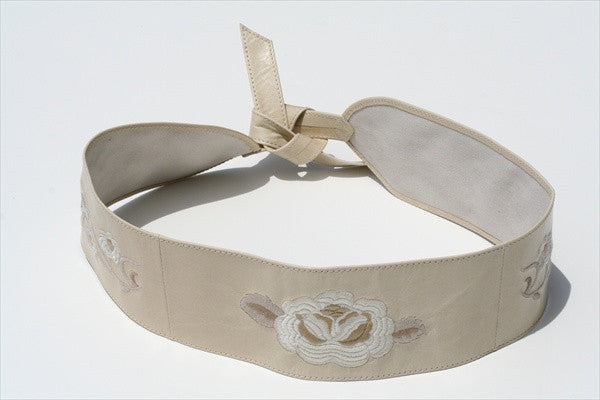 Embroidered Genuine Leather Belt for Men & Women - Classic Putty Brown - Perfect for Casual, Office & Formal Outfits