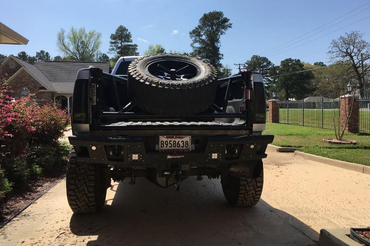 Bodyguard DFC11BNLT Rear Bumper for 2011-2014 GMC Sierra 2500/3500 HD Trucks - Heavy Duty Steel Construction, No Sensor Light Cutouts - Perfect for Off-Roading & Truck Upgrades