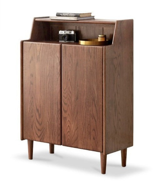 Solid Oak Wood Shoe Storage Cabinet - Organize Entryway & Closet - Perfect for Home, Apartment, and Office Organization