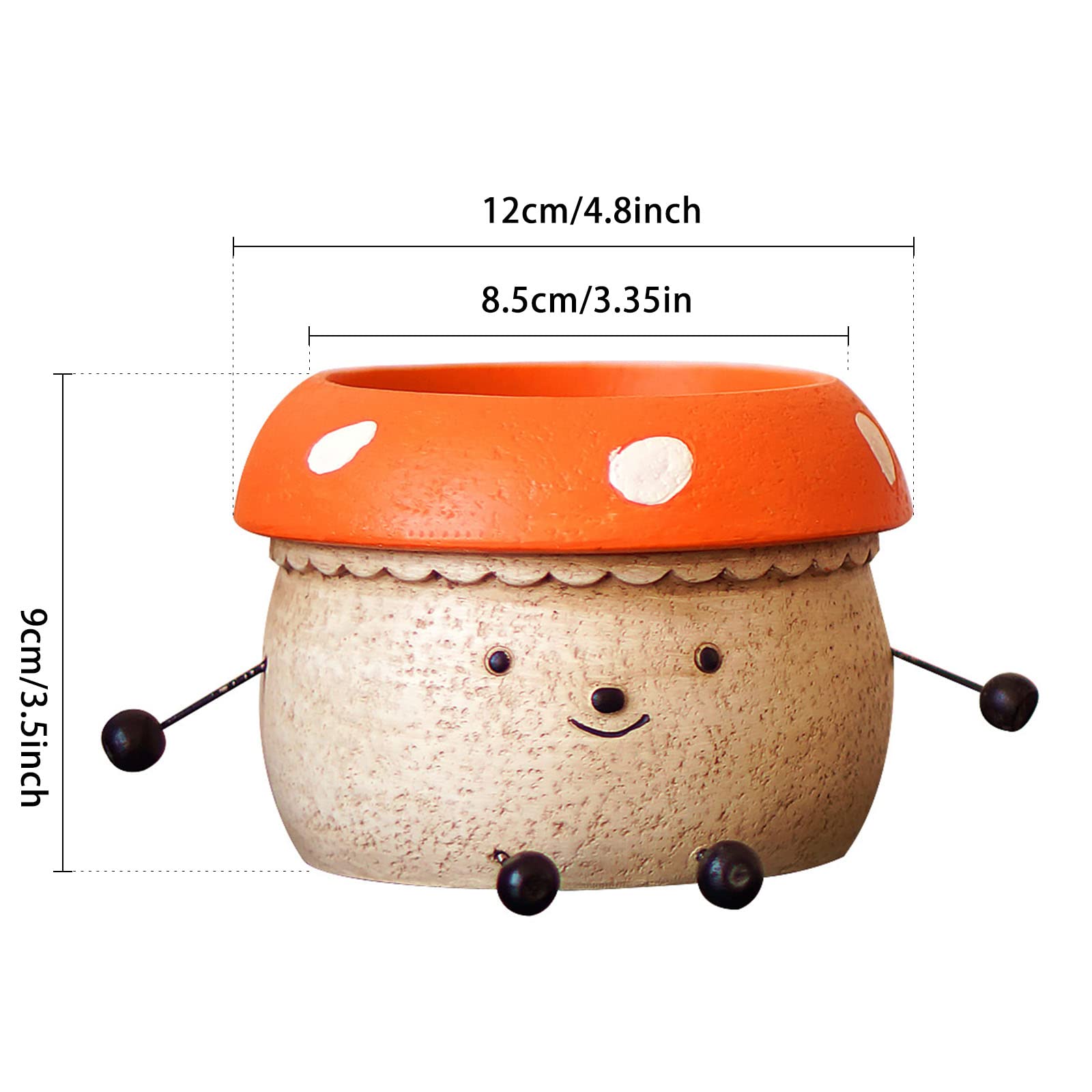 Cute Mushroom Shaped Resin Flower Pots - Doll Design Decorative Planter for Indoor & Outdoor Plants, Succulents, Cactus, Bonsai - Perfect for Home, Office, Garden Decor & Gift Giving
