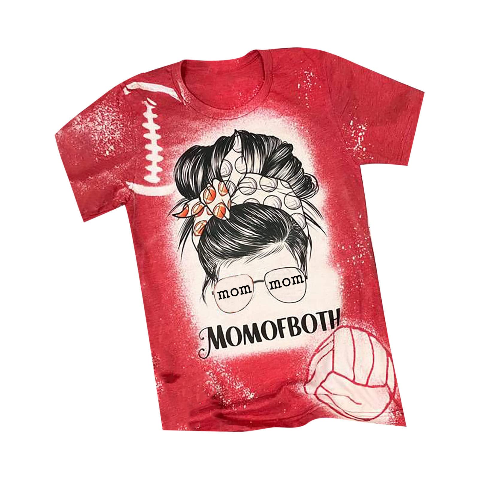 Women's Tie Dye Baseball Mom T-Shirt - Soft Cotton Short Sleeve Bleached Tee with Distressed Letter Print - Perfect for Softball Games, Mother's Day Gifts & Casual Wear