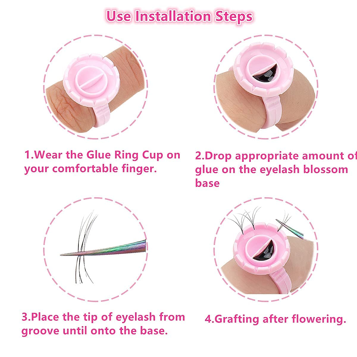 100PCS Disposable Lash Glue Rings - White Eyelash Extension Glue Cups for Professional & DIY Use - Perfect for Lash Artists, Salons & Home Beauty Kits