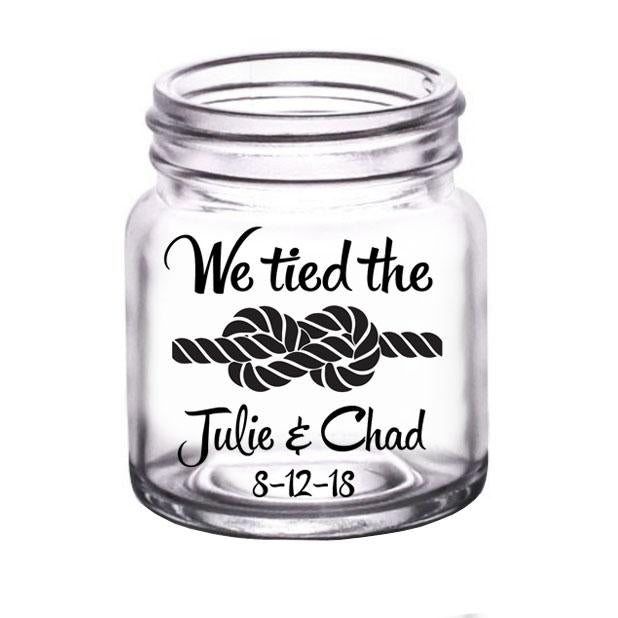 Customizable Clear Mini Mason Jar Shot Glass - 2oz Wedding Favors, Bridal Shower Party Supplies, DIY Drinkware for Cocktails, Whiskey, and Party Decor