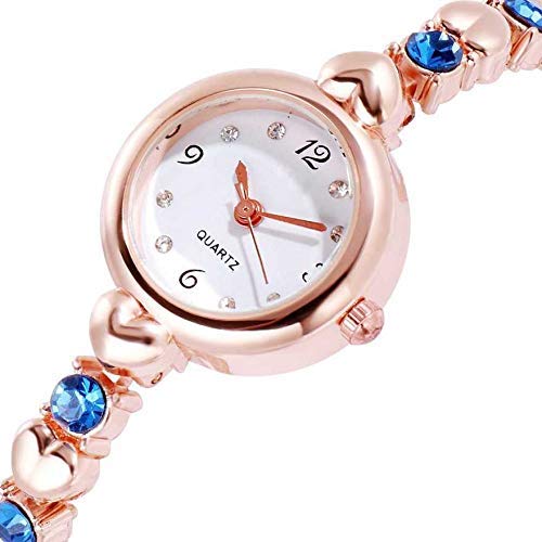 Niyati Nx Analog Blue Diamond Studded Rose Gold Chain Strap Women's Watch - Elegant Fashion Accessory for Parties, Weddings & Daily Wear