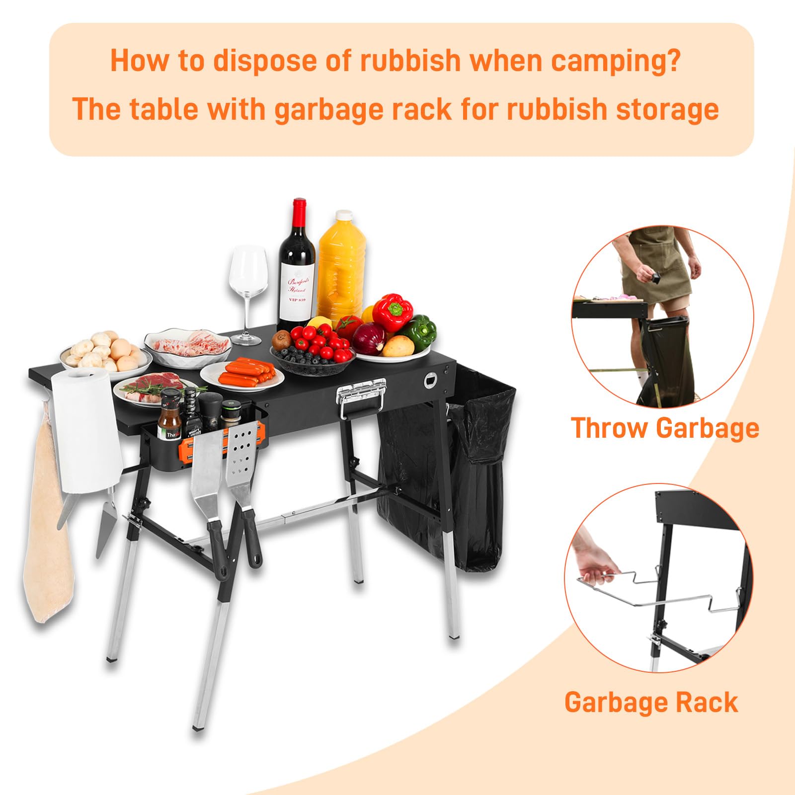Portable Outdoor Grill Table - Heavy Duty Blackstone Griddle Stand with Wheels, Fits 17