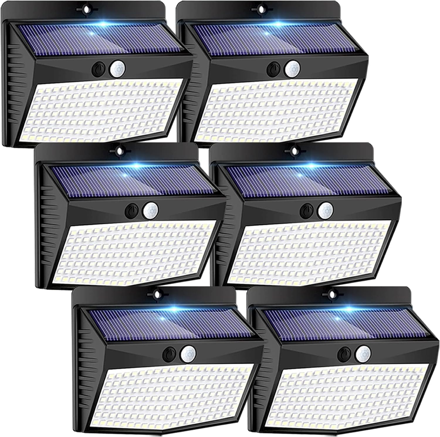 6 Pack Solar Outdoor Lights with Motion Sensor - Waterproof Solar Security Lights with 3 Lighting Modes for Garden, Fence, Yard, Deck - Perfect for Pathway, Patio & Backyard Lighting