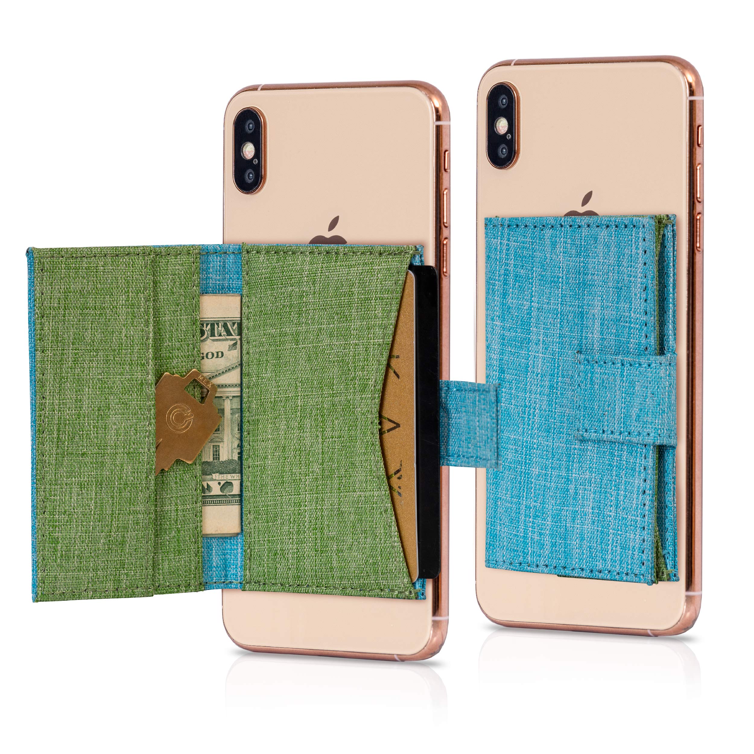 Cardly | Stick On Phone Wallet & Card Holder for iPhone - Compatible with Most Phone Cases (Blue Green) | Hands-Free Convenience for Shopping, Travel & Daily Use