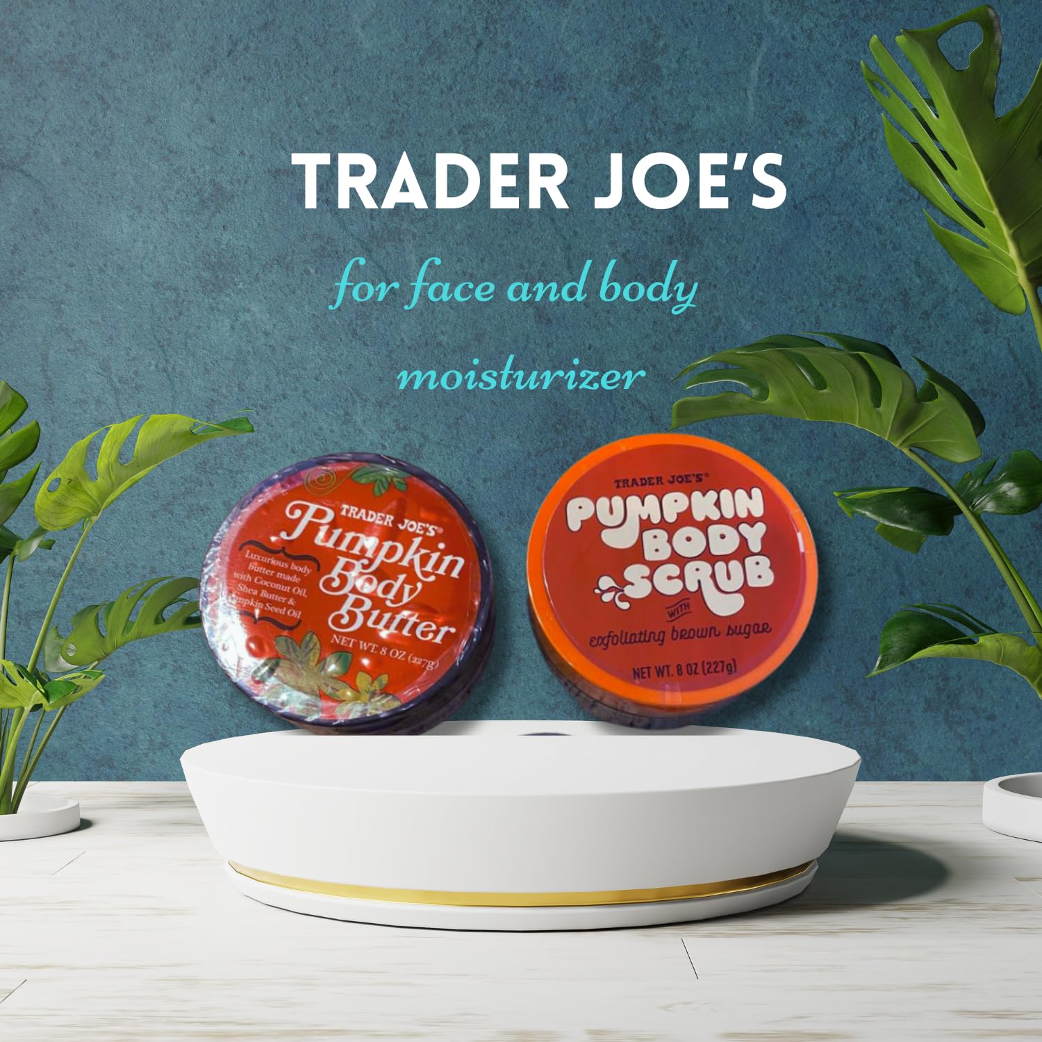 Trader Joe's Pumpkin Body Scrub & Body Butter Duo - 8 oz Each | Exfoliating & Moisturizing Set for Fall Skincare Routine