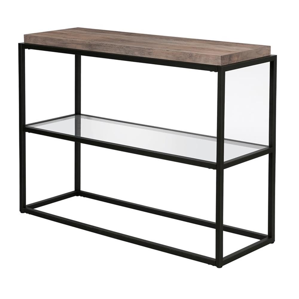 Henn&Hart 42 Inch Blackened Bronze Metal and Glass Console Table - Entryway Sofa Table, Hallway Accent Furniture for Living Room, Foyer & Bedroom Decor