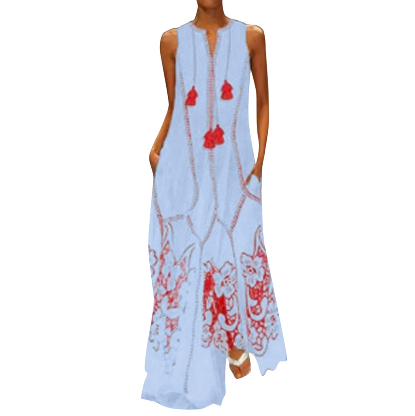 Vintage Floral Print Sleeveless Cotton Blend Dress for Women - Summer Boho Lace Dress | Casual & Elegant Outfit for Beach Vacations, Outdoor Parties, Picnics, Date Nights & Music Festivals | Perfect for Summer Weddings, Brunch Dates, Tropical Getaways & Daily Wear | Lightweight & Comfortable for Warm Weather | Ideal for Garden Parties, Weekend Outings, and Resort Wear