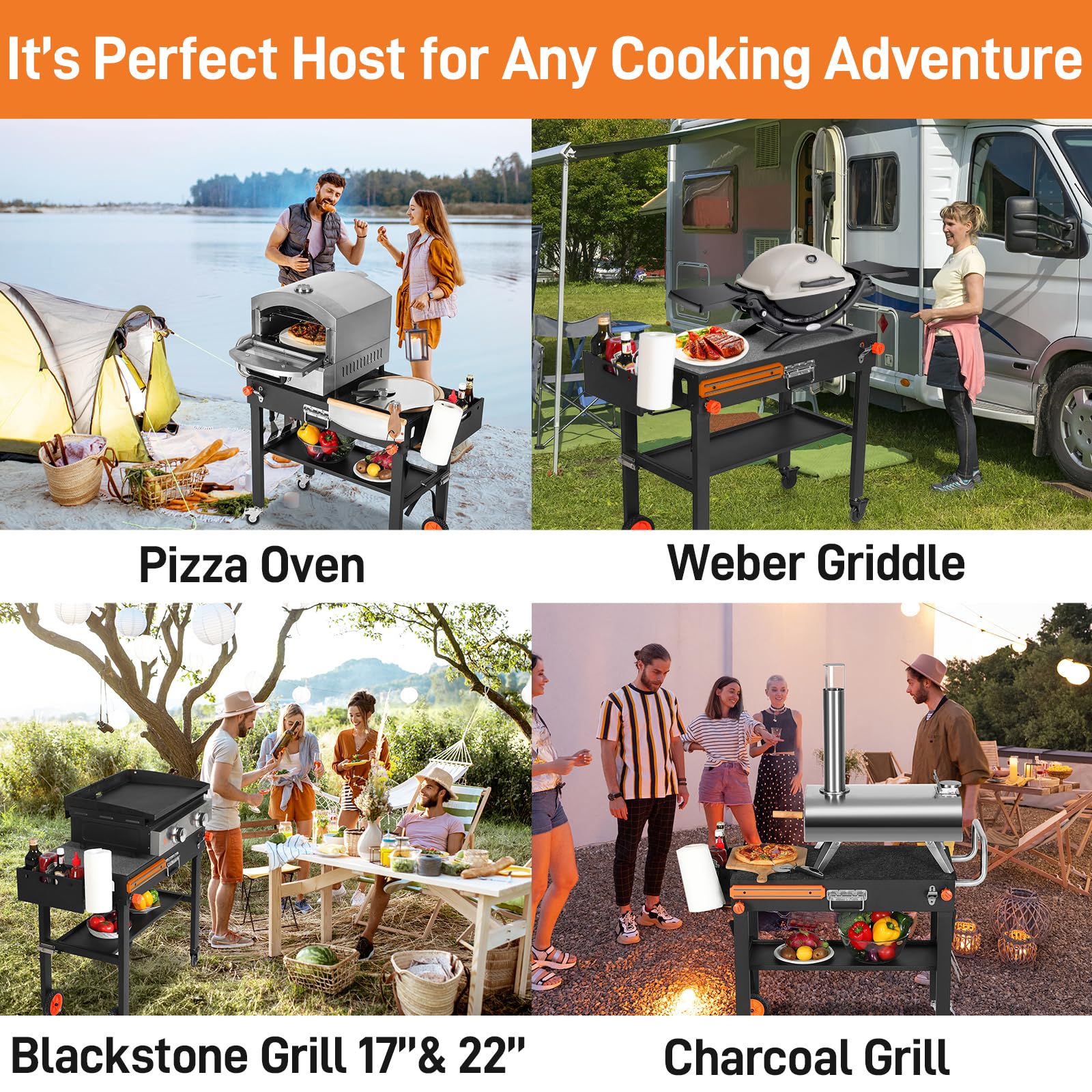 **Blackstone Griddle Stand with Wheels - Portable Outdoor Grill Cart for 17