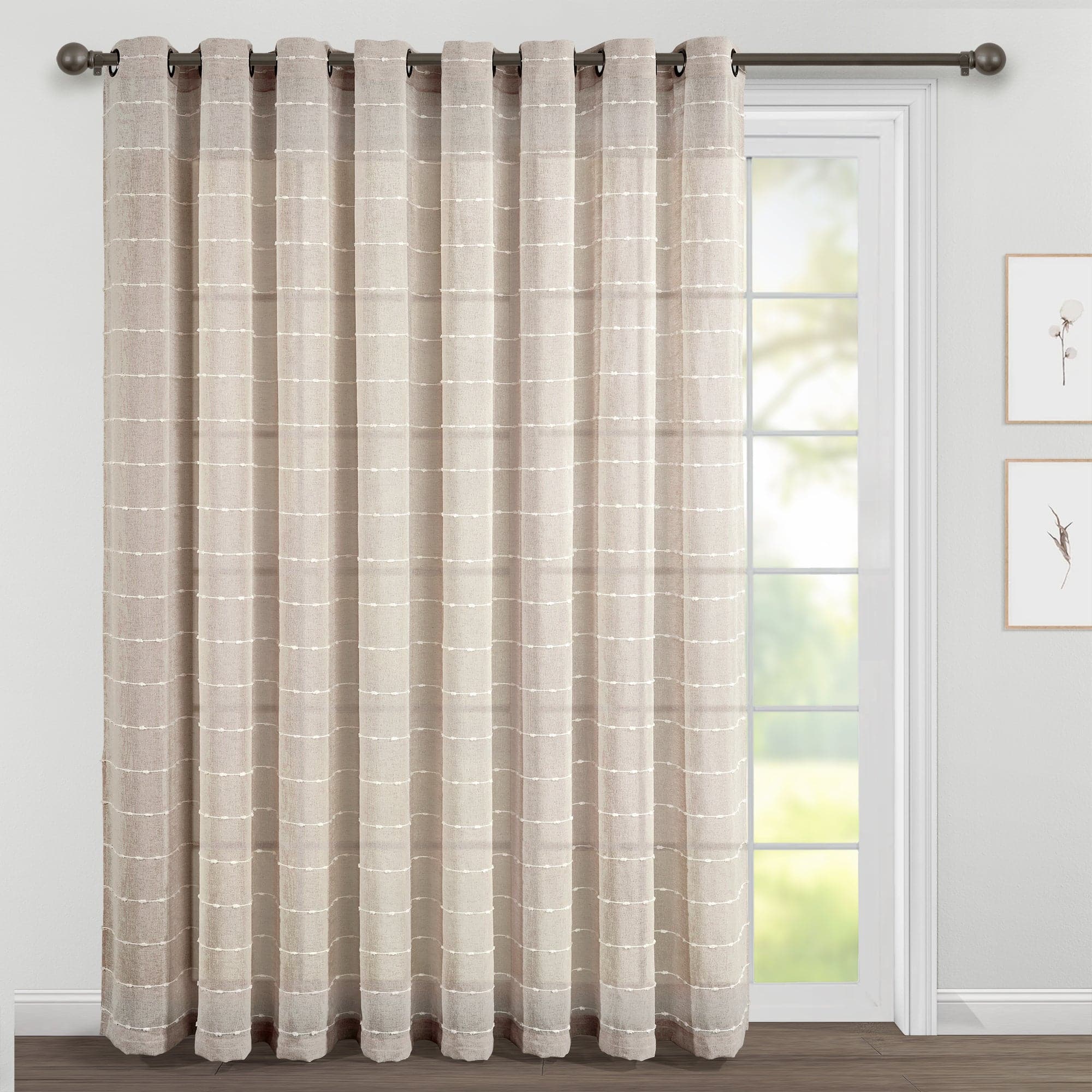 Farmhouse Style Textured Grommet Sheer Curtains - Ultra Wide Window Panels for Living Room, Bedroom & Dining Room Decor