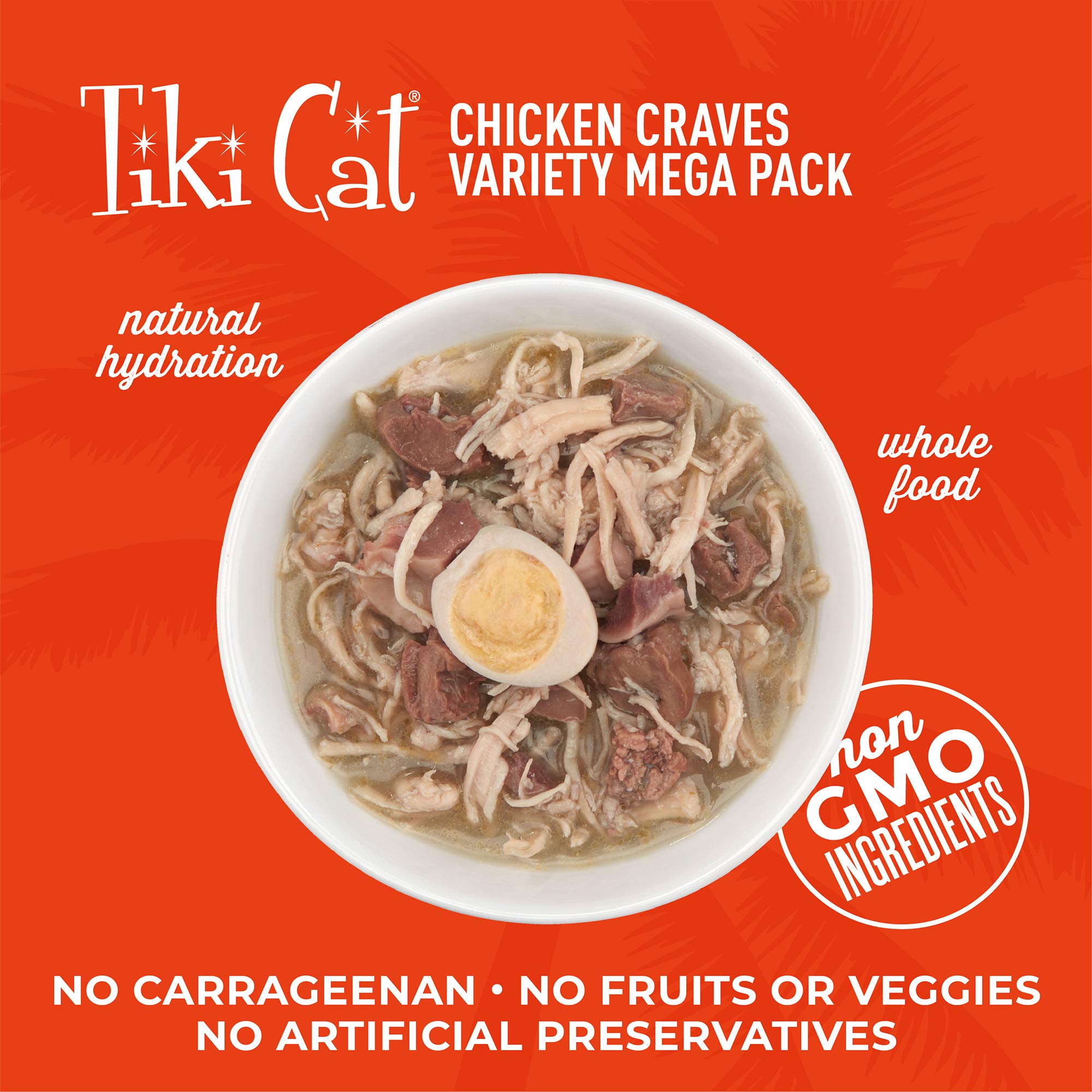 Tiki Cat Wet Cat Food - High Protein Chicken Recipe, Whole Food Variety Pack (36 Servings, 2.8oz Cans) - Grain-Free, Natural Ingredients for Adult Cats - Perfect for Mealtime, Travel & Multi-Cat Households