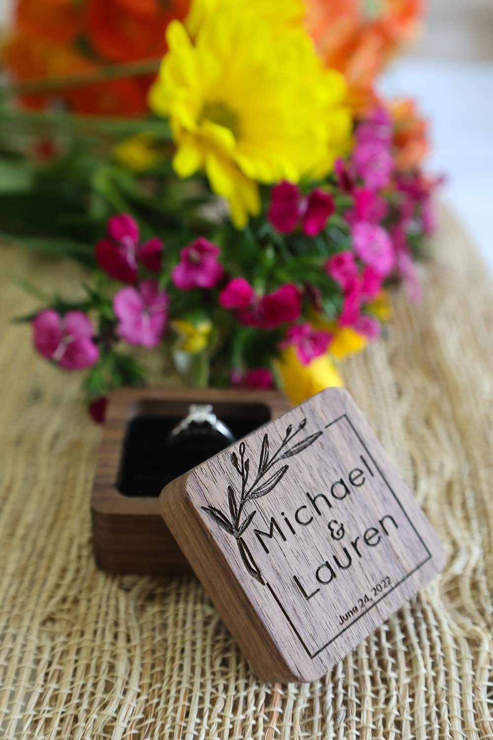 Elegant Wedding Ring Box for Ceremony & Vow Renewal - Holds 3 Rings - Perfect for Engagement, Wedding & Anniversary Gifts