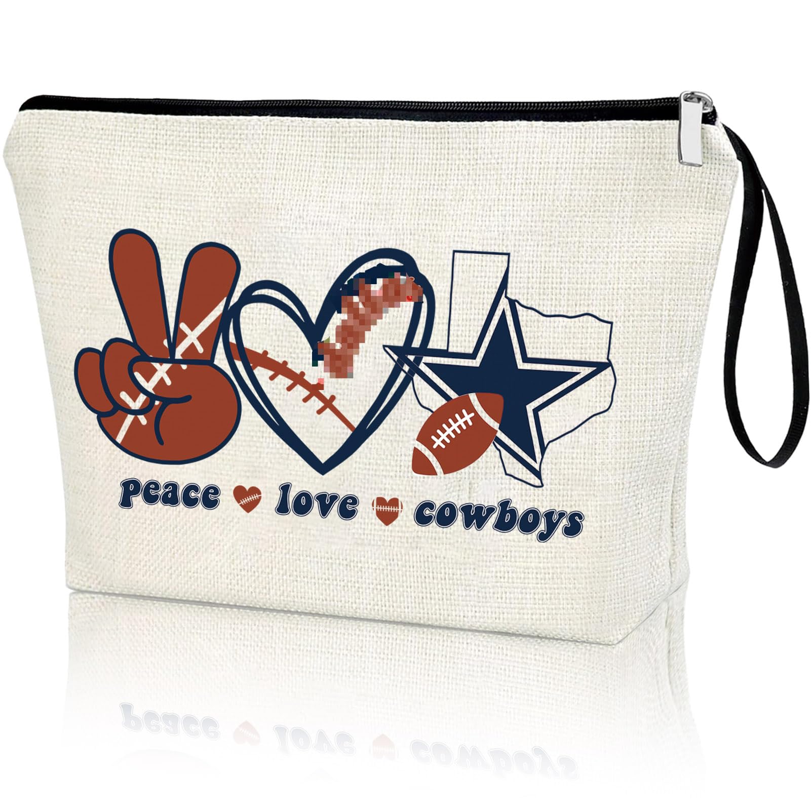 **Football Gifts for Fans - Peace Love Makeup Bag, Canvas Cosmetic Organizer with Zipper Pouch - Perfect for Game Day, Travel & Sports Enthusiasts**