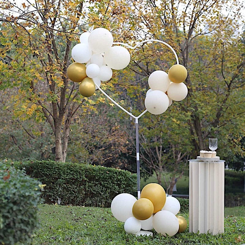 2-Pack Heart Shaped Plastic Balloon Arch Stand Kit - White for Wedding, Birthday Party & Baby Shower Decorations