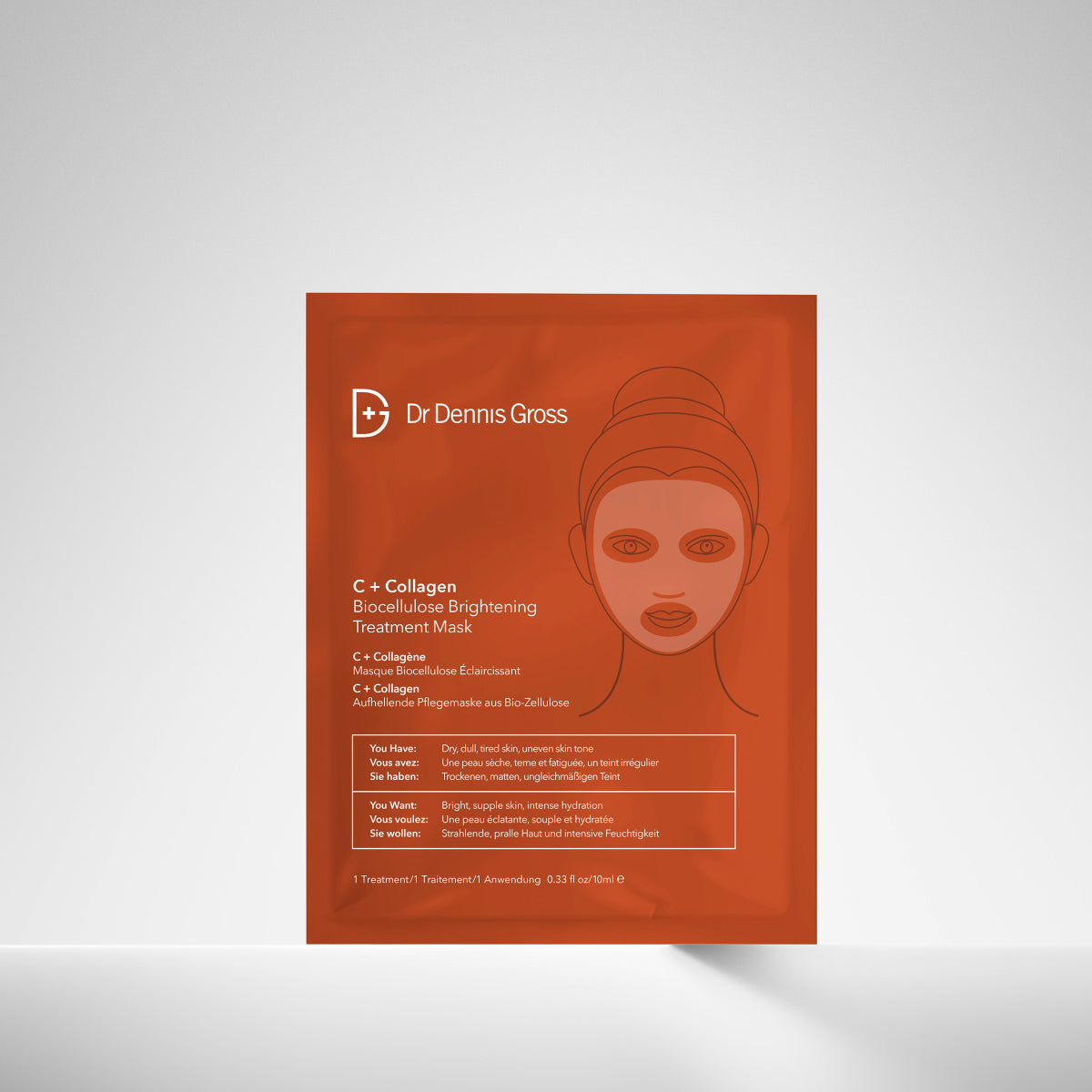 Dr Dennis Gross Biocellulose Brightening Treatment Mask - Hydrating Facial Sheet for Glowing Skin | Perfect for Daily Skincare Routine & Pre-Makeup Prep