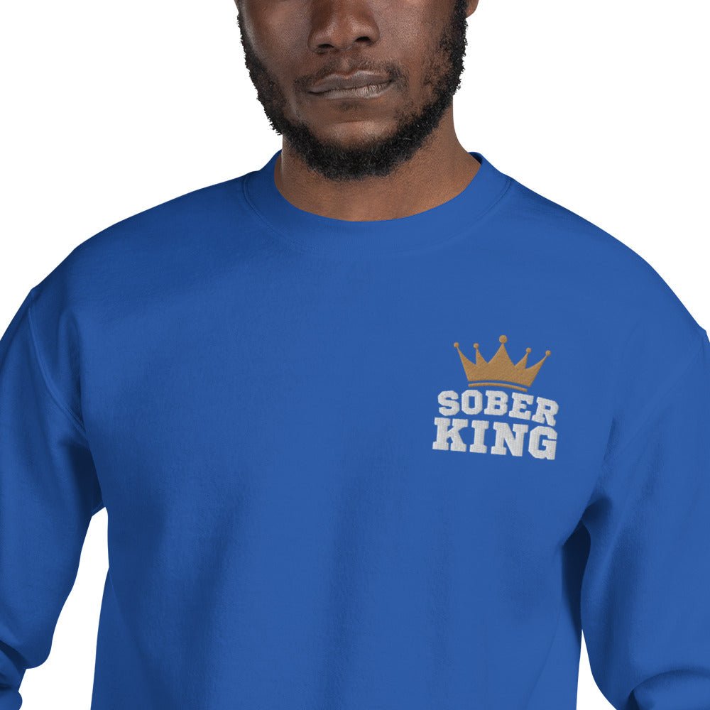 Sober King Embroidered Unisex Sweatshirt - Comfortable Casual Pullover for Men & Women - Perfect for Streetwear, Gym, and Everyday Wear