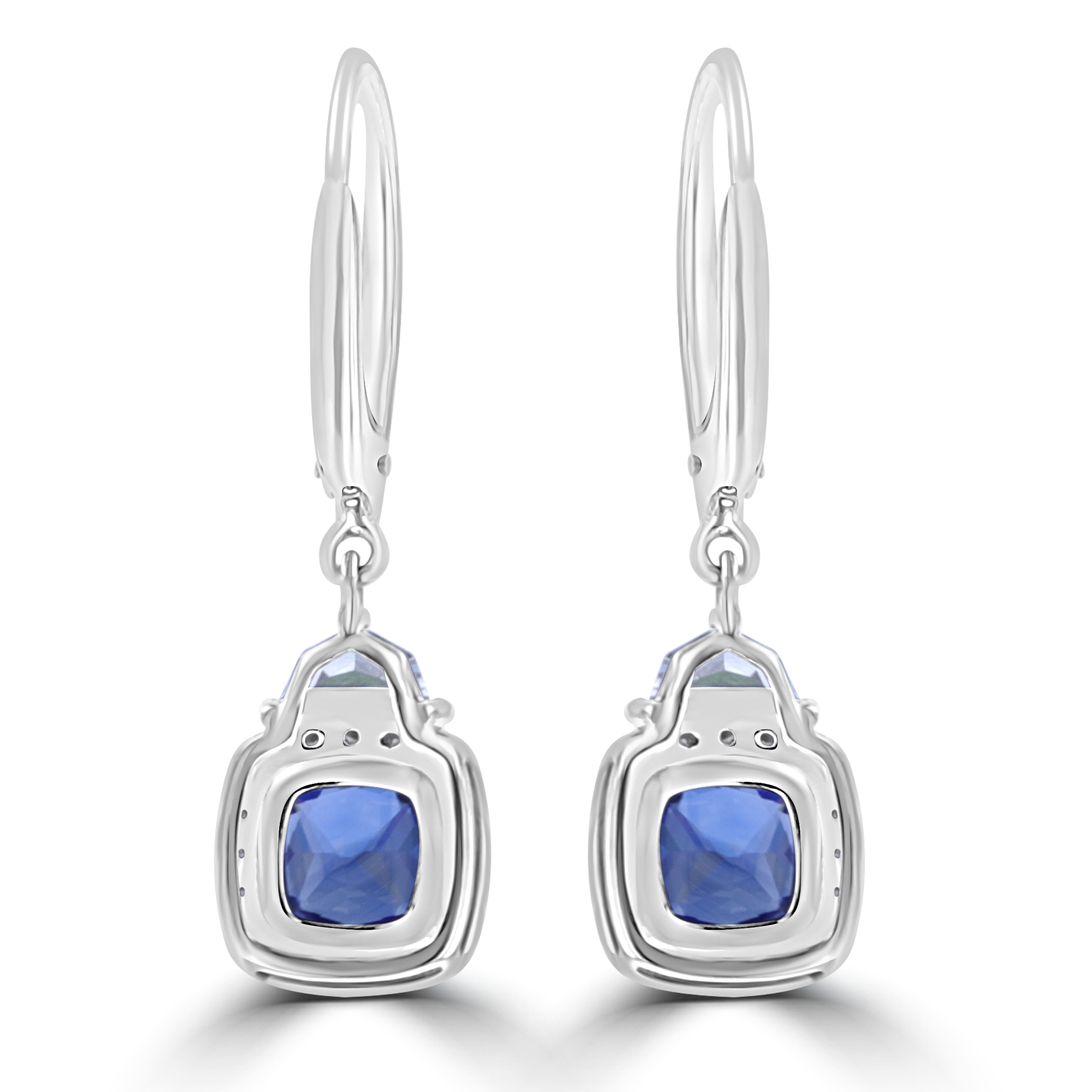 18K Gold 2.22 CTW Sapphire & 0.72 CTW Diamond Halo Drop Earrings for Women - Elegant Dangling Earrings for Weddings, Parties & Special Occasions