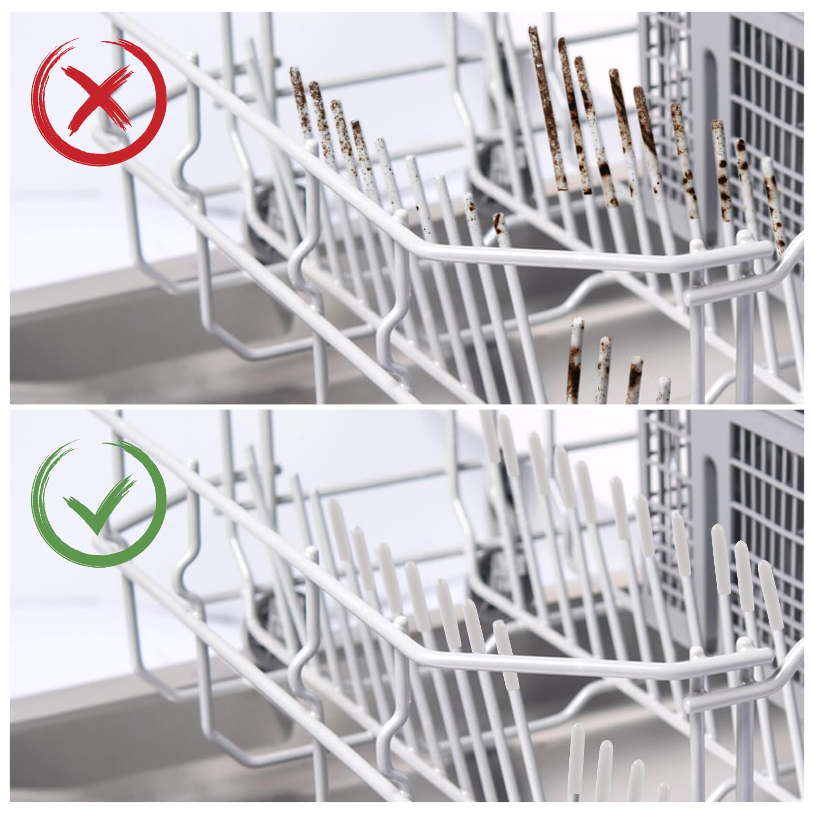 Bewudy 100-Pack Universal Dishwasher Rack Repair Kit - 1 Inch White Round End Caps for Tine Prongs, Durable Rack Coating & Replacement Tips - Fix Loose or Broken Dishwasher Racks for Bosch, Whirlpool, GE & More - Perfect for Kitchen Appliance Maintenance & DIY Repairs