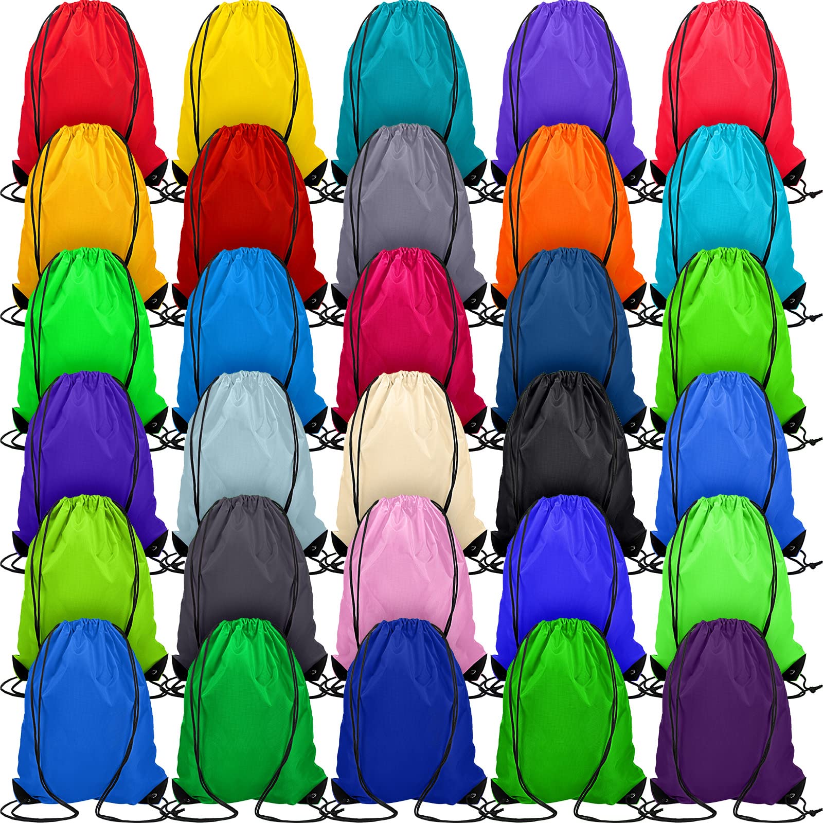 60 Pack Bulk Drawstring Backpacks - Lightweight Sports Gym Bags for Travel, Yoga & Storage | Perfect for School, Beach, Camping & Events