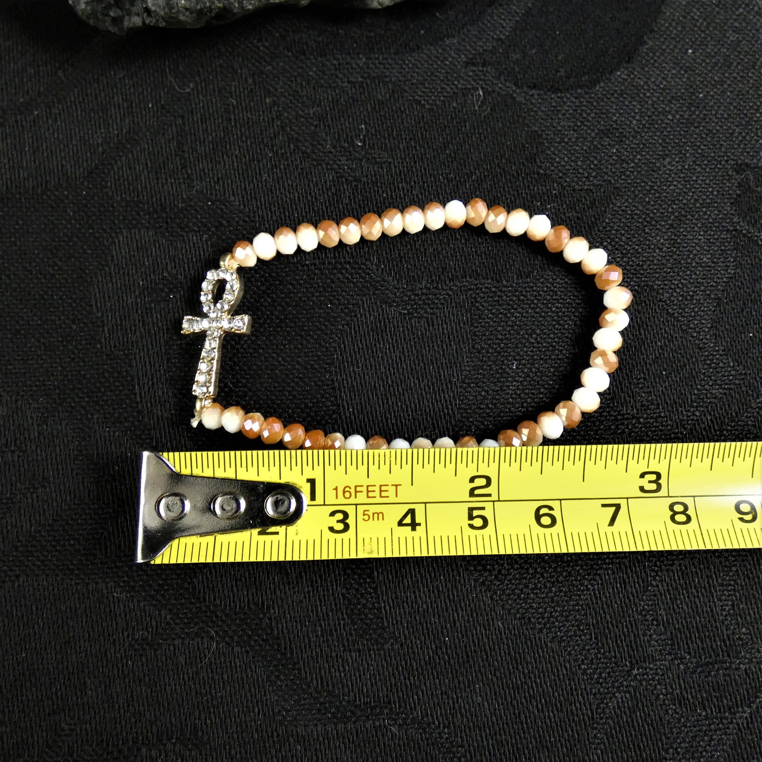 Ankh Crystal Bracelet for Women - Egyptian Cross Pendant Healing Stone Jewelry - Spiritual Protection & Positive Energy - Perfect for Meditation, Yoga & Gift Giving