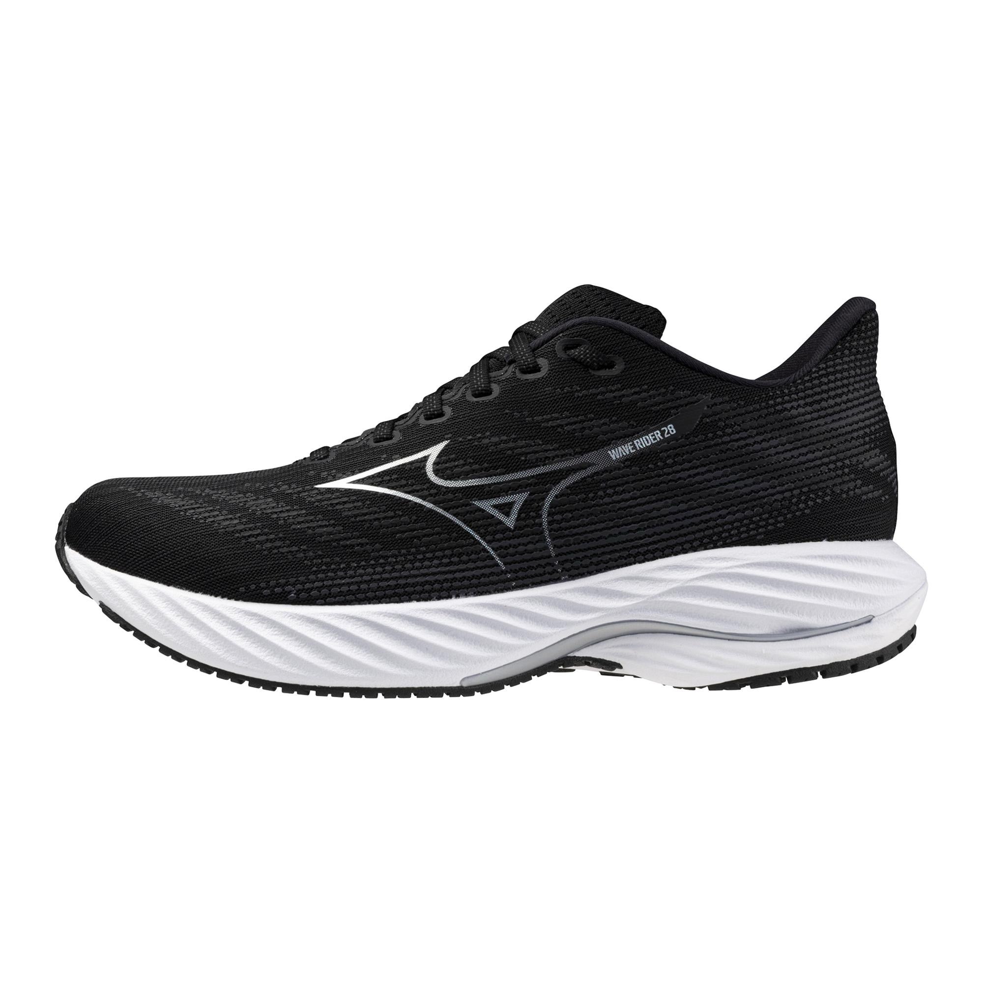 ASICS Men's Wave Rider 28 Running Shoes - Black/Silver (9073) | Lightweight Cushioned Sneakers for Road Running, Jogging & Gym Workouts