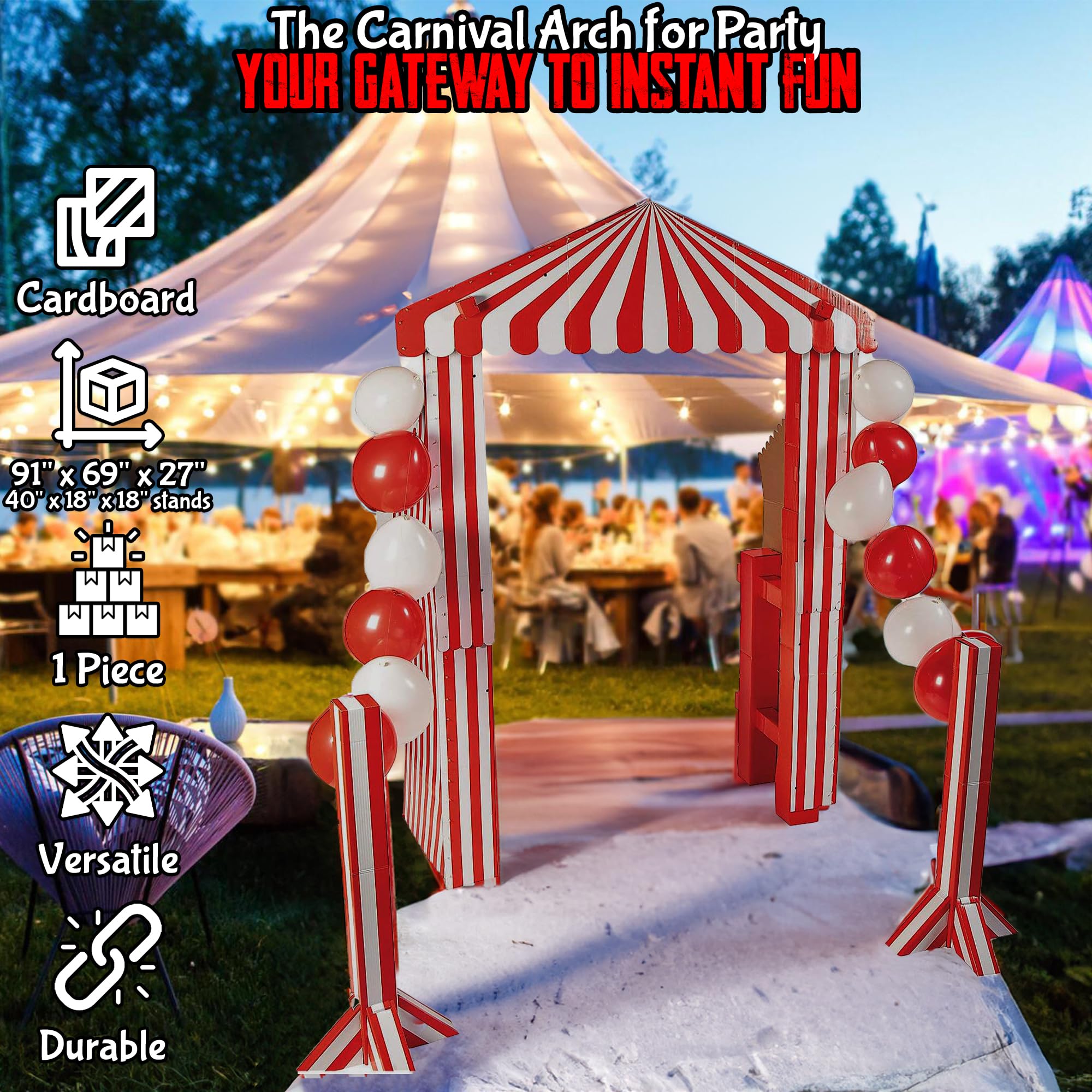 Carnival Party Arch - Large Decorative Archway for Birthday, Wedding & Event Decorations - 1 Piece Fun Express
