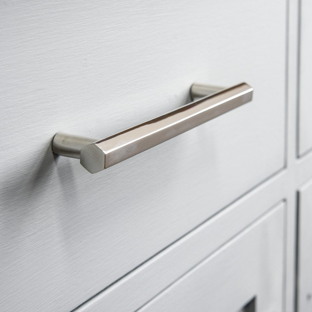 Polished Nickel Hexagonal Cabinet Pull Handle - Modern Kitchen & Bathroom Hardware for Drawers and Cabinets - Perfect for Home Renovation & DIY Projects