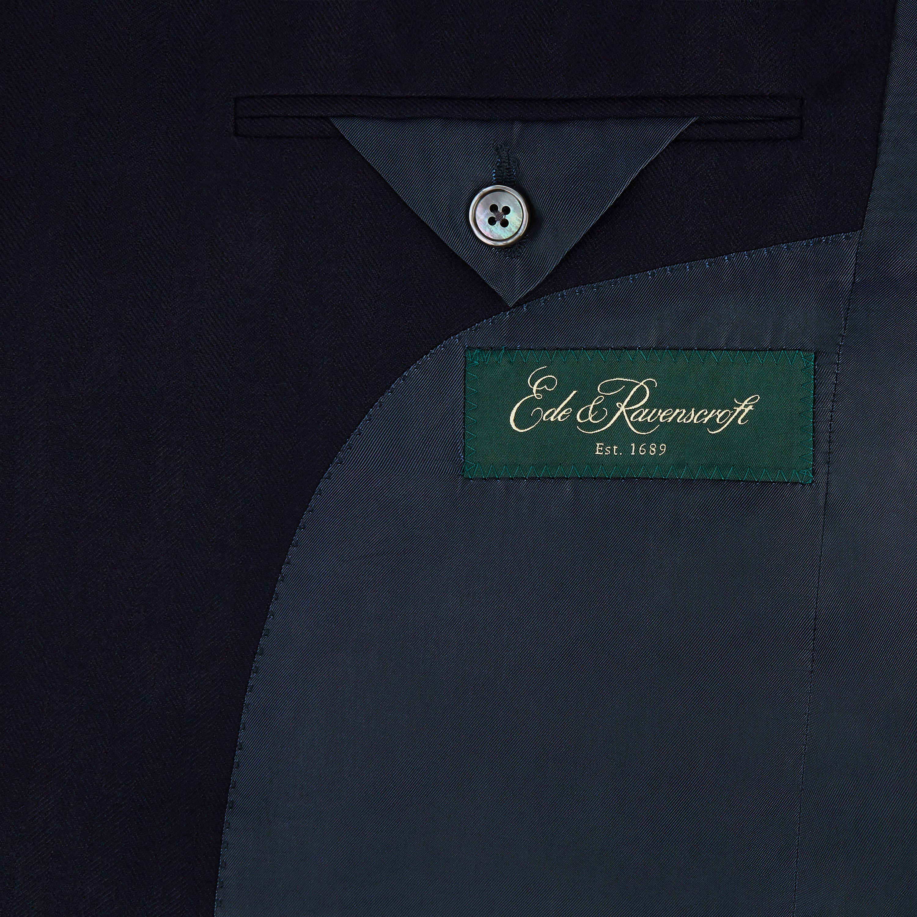 Kensington Navy Wide Herringbone Suit for Men - Premium Wool Business Suit for Office, Wedding & Formal Events