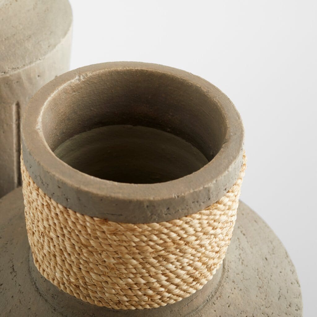 Cyan Design 11555 Hydria Vase - Natural Taupe Squat Ceramic Vase for Home Decor, Centerpiece, Wedding, and Living Room Decorations