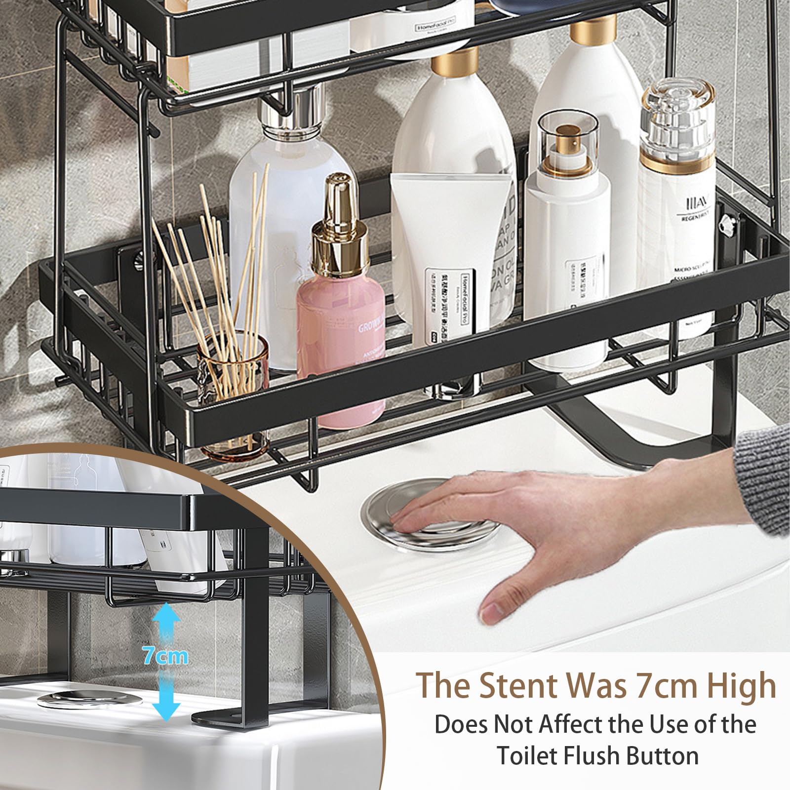3-Tier Over The Toilet Storage Shelf - Space-Saving Bathroom Organizer Rack for Towels, Toiletries & Laundry - Perfect for Small Bathrooms, Apartments & Dorm Rooms