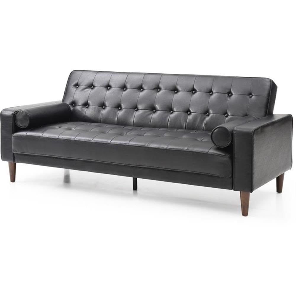 Glory Furniture Andrews Black Faux Leather Sleeper Sofa - Convertible Couch Bed for Small Spaces, Living Room & Guest Room