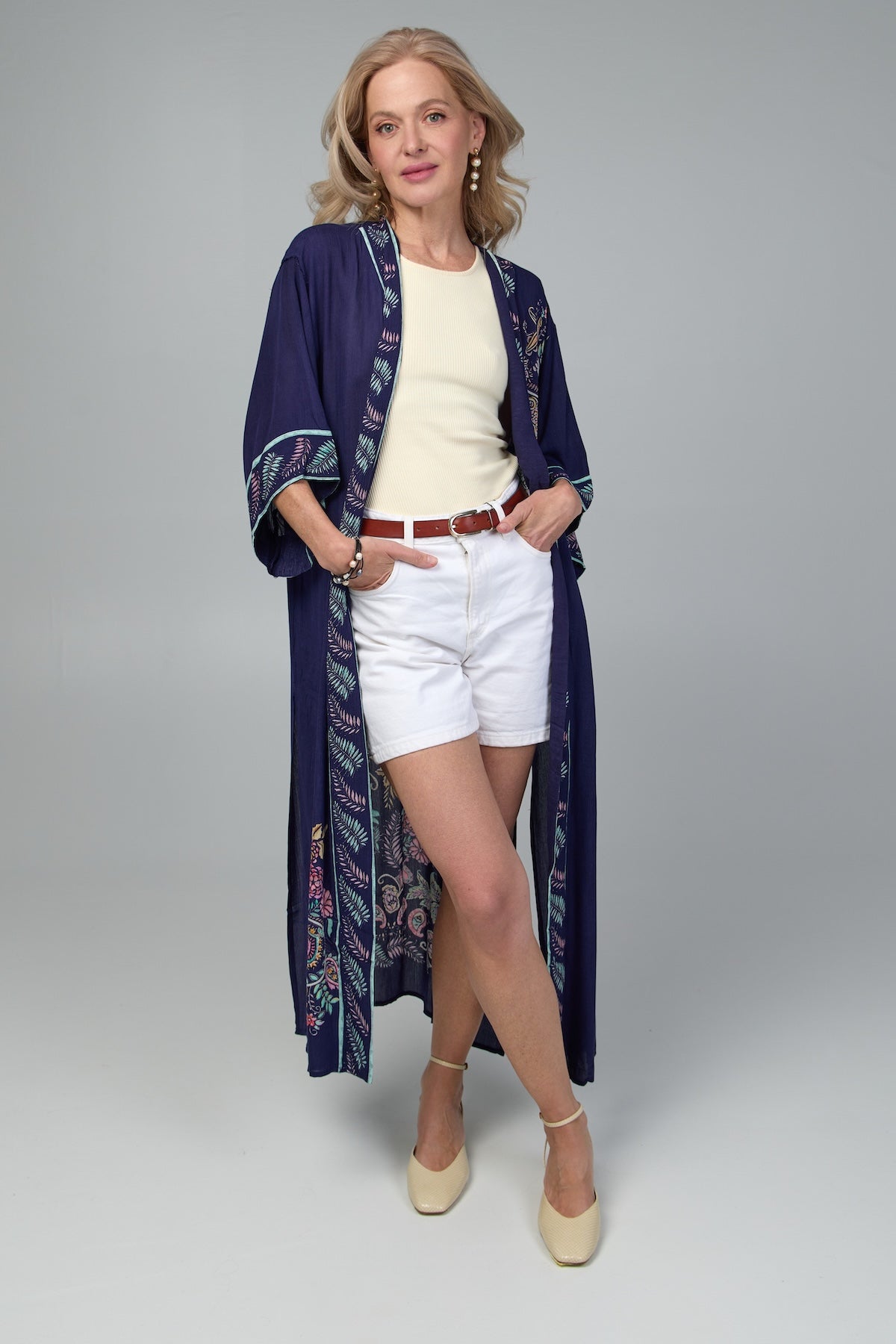 Elegant Flowy Paisley Print Kimono - Long Boho Cover Up for Women | Perfect for Beach, Pool, or Summer Festivals